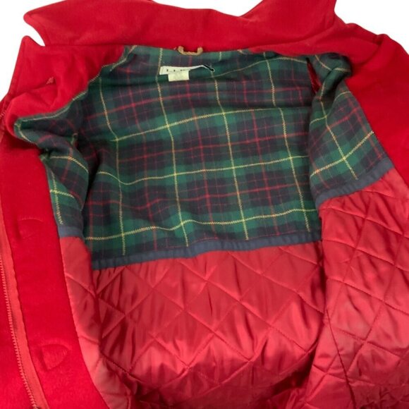 LL Bean Womens Red Wool Duffle Coat Size 6 Plaid Lining Toggle Buttons USA - Picture 3 of 9